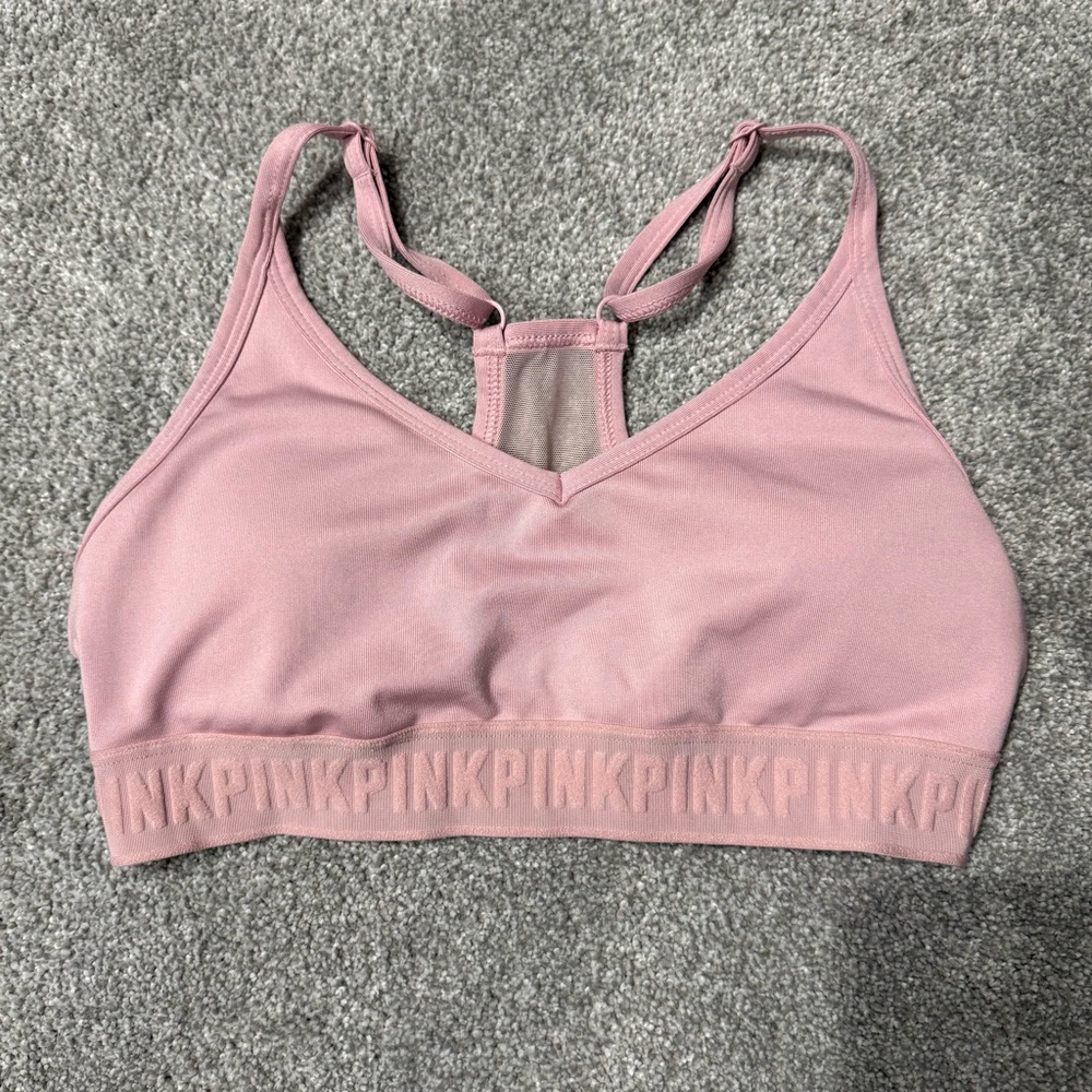 PINK Victoria’s Secret Light Pink Racerback Bralette/sports bra size small